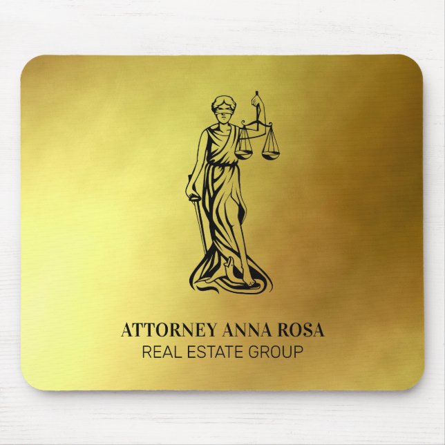 *~* Legal Lawyer AP15 Attorney Blind Justice Gold  Mouse Pad (Front)