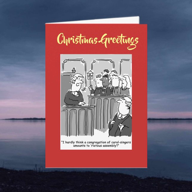 Legal Lawyers Funny Courtroom Cartoon Christmas Holiday Card (Creator Uploaded)
