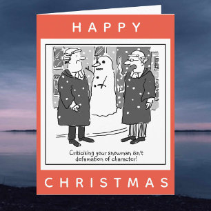 Legal Lawyers & Snowman Cartoon Happy Christmas Card