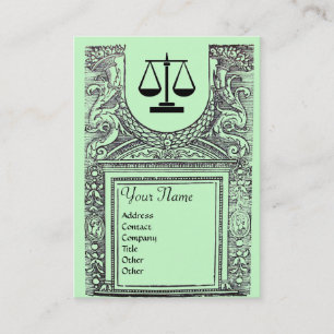LEGAL OFFICE, ATTORNEY 2 Monogram,green Business Card