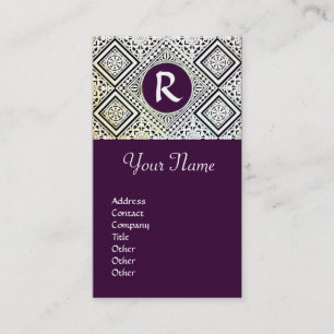 LEGAL OFFICE, ATTORNEY DAMASK Monogram purple Business Card