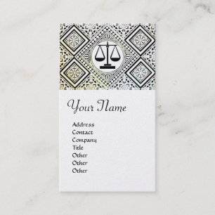 LEGAL OFFICE, ATTORNEY DAMASK platinum metallic Business Card
