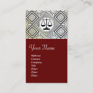 LEGAL OFFICE, ATTORNEY DAMASK red Business Card