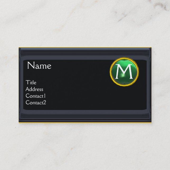 LEGAL OFFICE,ATTORNEY Monogram black jade green Business Card (Front)