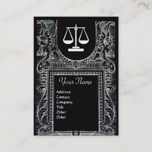 LEGAL OFFICE, ATTORNEY Monogram Black White Pearl Business Card