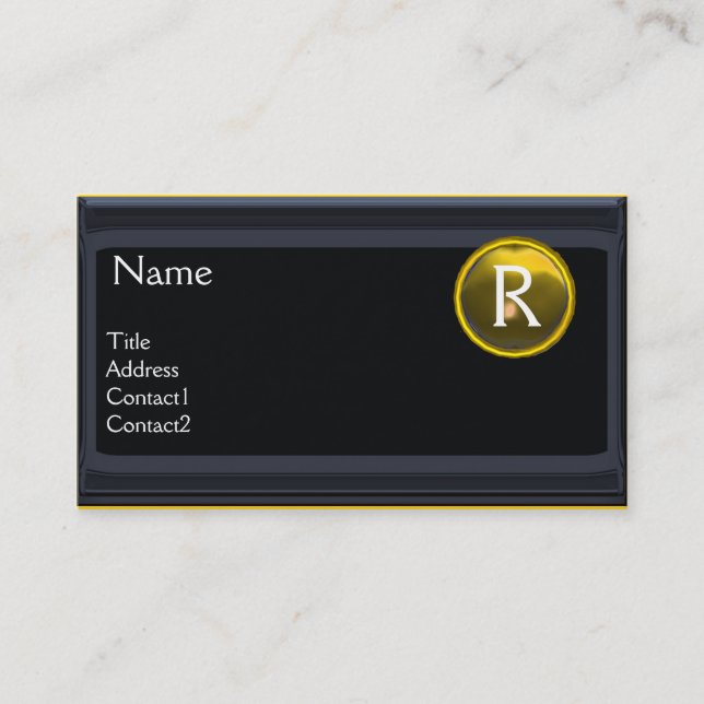 LEGAL OFFICE,ATTORNEY Monogram black yellow topaz Business Card (Front)