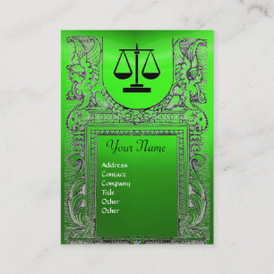 LEGAL OFFICE, ATTORNEY Monogram green Business Card