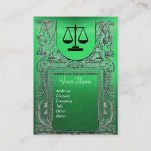LEGAL OFFICE, ATTORNEY Monogram green Business Card