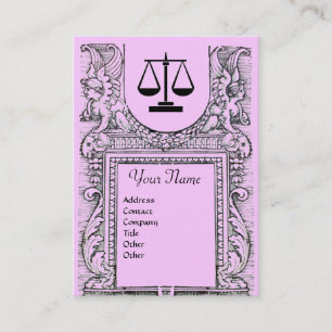 LEGAL OFFICE, ATTORNEY Monogram, pink Business Card