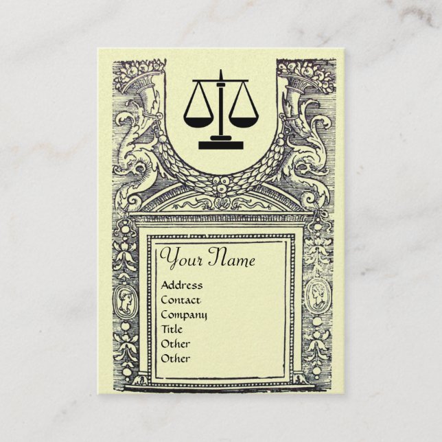 LEGAL OFFICE,ATTORNEY Monogram,platinum metallic Business Card (Front)