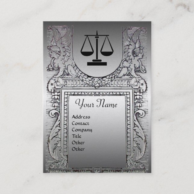 LEGAL OFFICE, ATTORNEY Monogram Platinum pearl Business Card (Front)