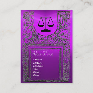 LEGAL OFFICE, ATTORNEY Monogram purple Business Card