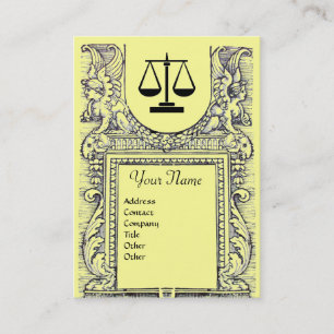 LEGAL OFFICE, ATTORNEY Monogram,yellow Business Card