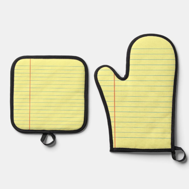 Legal Pad Pattern Oven Mitt & Pot Holder Set (Front)