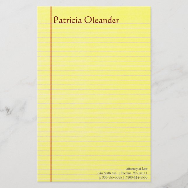 Legal Pad Stationery (Front)