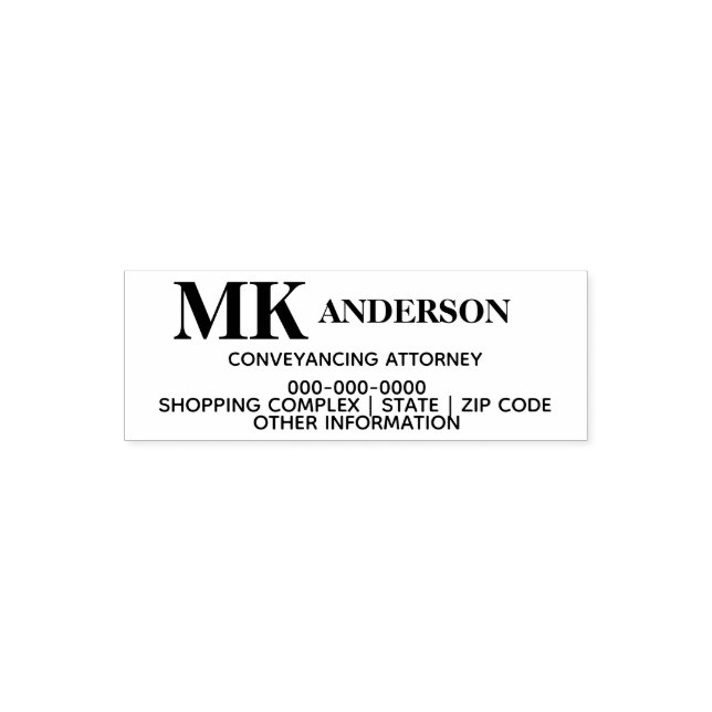 Legal profession monogram conveyancer address self-inking stamp (Design)