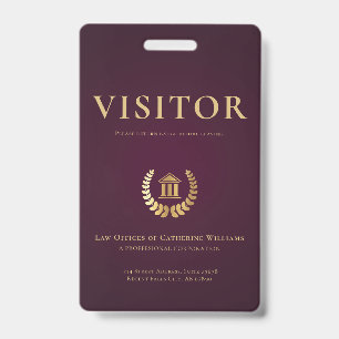 Legal Professional Business Visitor ID Badge