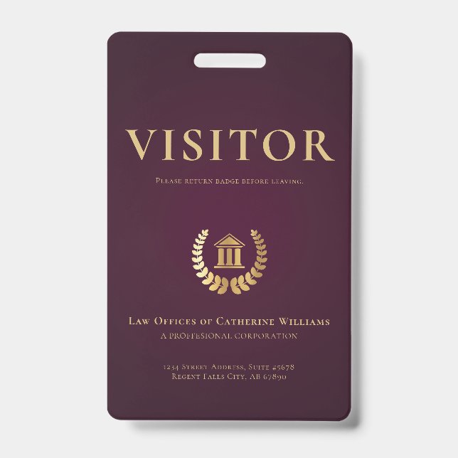 Legal Professional Business Visitor ID Badge (Front)