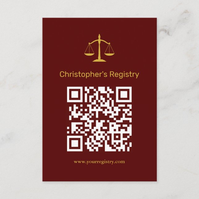 Legal Professional Graduation Registry Enclosure Card (Front)
