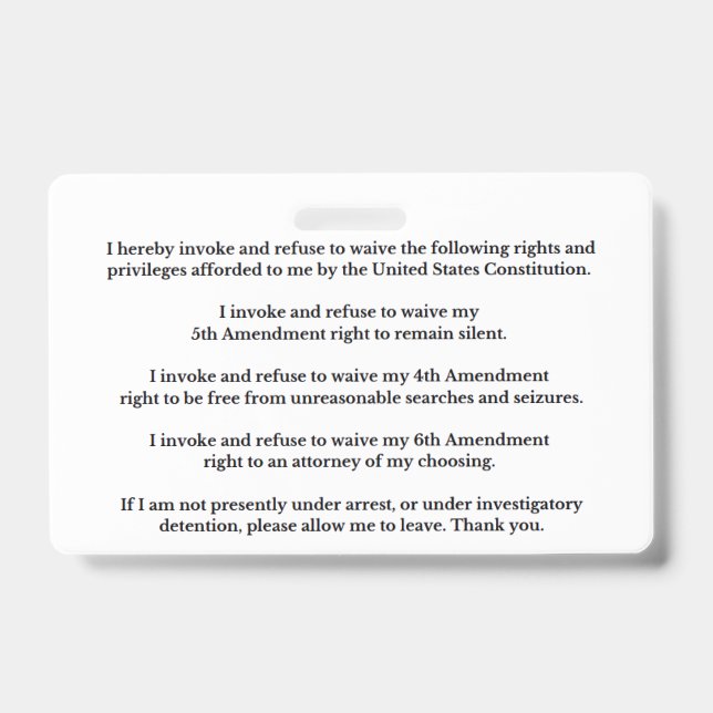 Legal Rights And Privileges Card ID Badge (Front)
