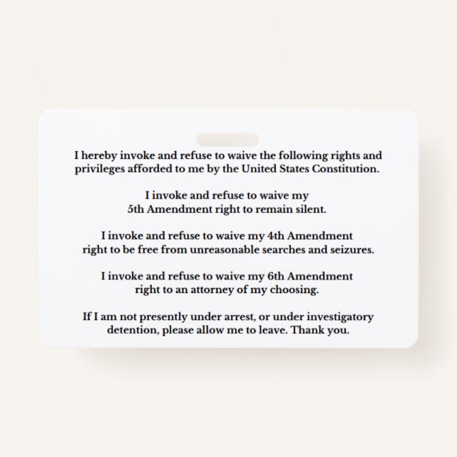 Legal Rights And Privileges Card ID Badge (Front)