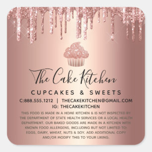 Legal Rose Gold Cupcake Drips Bakery Pastry Chef Square Sticker