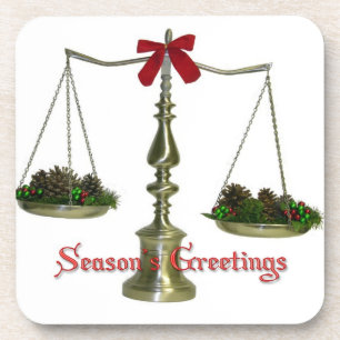 Legal Scales Christmas Cork Coaster