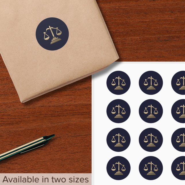 Legal Services Gold Scales of Justice Classic Round Sticker (Creator Uploaded)