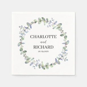 legant Eucalyptus Wreath Personalized Wedding  Napkin