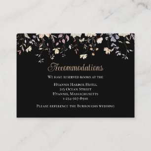 legant Floral Black Boho Wedding Accommodations Enclosure Card