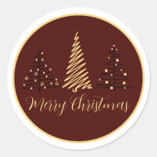 legant Merry Christmas Tree Design   Holiday Stick Classic Round Sticker