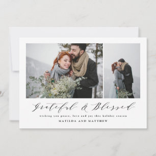 legant minimal photo collage christmas script holiday card