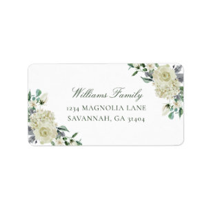 legant White Roses Greenery Return Address Label