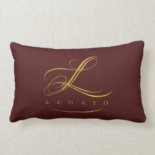 Legato Throw Pillow (brown w/gold logo)