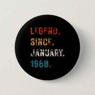 Legend 1980 46th Birthday Gifts For Men Women 46 Y 6 Cm Round Badge