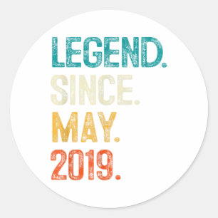 Legend 2019 6th Birthday Gifts For Boy Girl 6 Year Classic Round Sticker