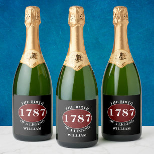 Legend Add Name And Year Black Birthday Sparkling Wine Label