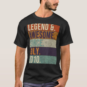 Legend & Awesome Since July 2010 Retro Birthday Bo T-Shirt
