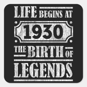 Legend Born in 1930 Retro Vintage Birthday Gift Square Sticker