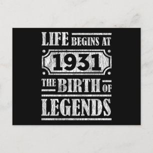Legend Born in 1931 Retro Vintage Birthday Gift Postcard