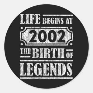 Legend Born in 2002 Retro Vintage Birthday Gift Classic Round Sticker