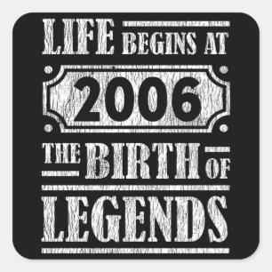 Legend Born in 2006 Retro Vintage Birthday Gift Square Sticker