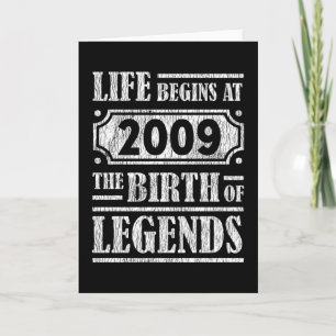 Legend Born in 2009 Retro Vintage Birthday Gift Card