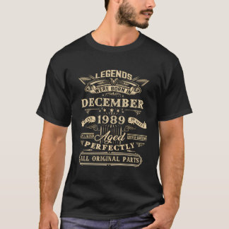 Legend Born In December 1989 34Th Birthday Tee 34