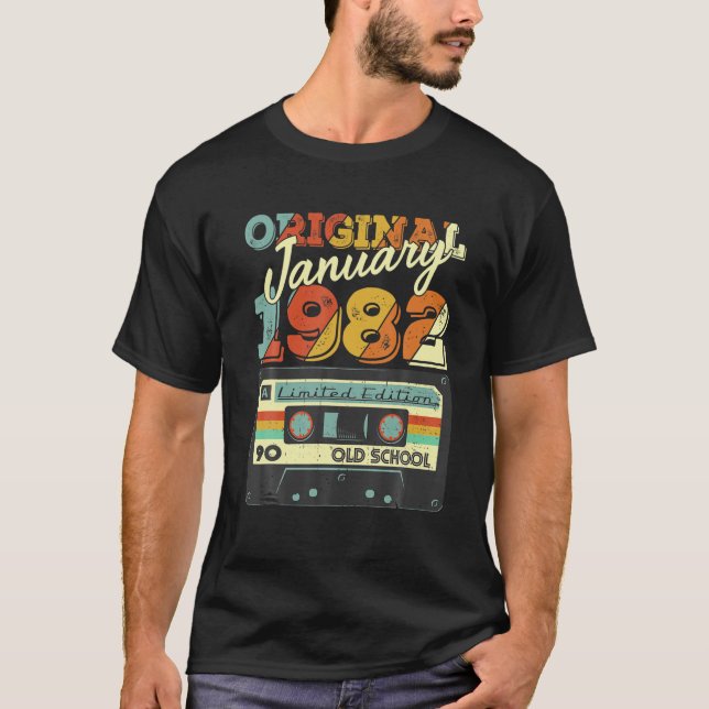 Legend Born Junuary 1982 40Th Birthday Funny T-Shirt (Front)