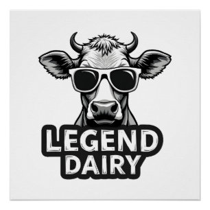 Legend Dairy Funny Farmer Cow Farmer Pun Graphic T Poster