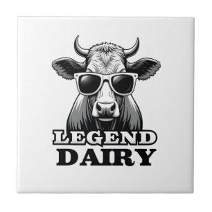 Legend Dairy Funny Farmer Cow Farmer Pun Graphic T Tile