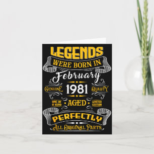 Legend february 1981 vintage 45th birthday tees card