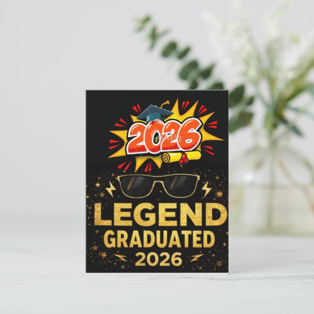 Legend Graduated 2026 Funny Graduation Design |pos Invitation (Standing Front)