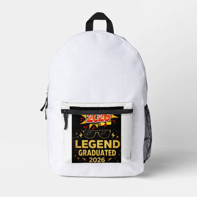 Legend Graduated 2026 Funny Graduation Design |pos Printed Backpack (Front)